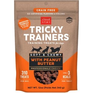 Cloud Star Tricky Trainers Chewy Peanut Butter Flavor Grain-Free Dog Treats, 12-oz