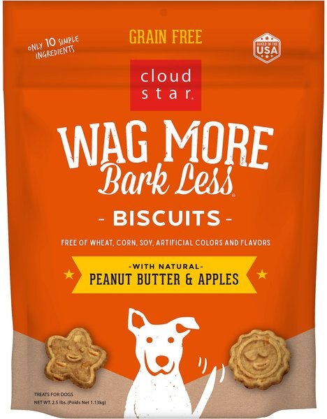 Cloud Star Wag More Bark Less Grain-Free Peanut Butter & Apples Flavor Dog Treats slide 1 of 7