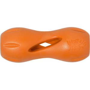 West Paw Qwizl Tough Treat Dispensing Dog Chew Toy, Tangerine Orange, Small