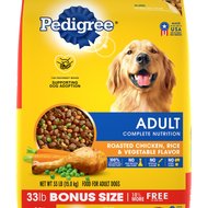 Pedigree Adult Complete Nutrition Roasted Chicken, Rice & Vegetable Flavor Dry Dog Food, 33-lb bag
