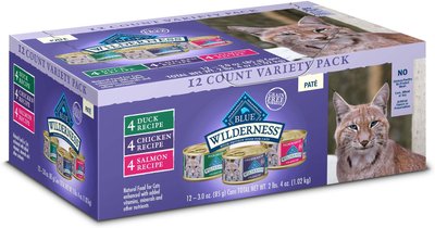 Blue Buffalo Wilderness Pate Variety Pack Duck, Chicken & Salmon Grain-Free Cat Canned Food, slide 1 of 1