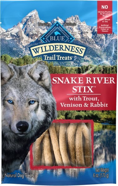 Blue Buffalo Wilderness Snake River Stix Trout, Venison & Rabbit Grain-Free Dog Treats, 6-oz bag slide 1 of 6
