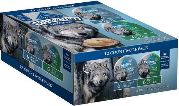 Blue Buffalo Wilderness Trail Trays Variety Pack with Duck & Chicken Formula Grain-Free Dog Food Trays, 3.5-oz, case of 12 slide 1 of 8