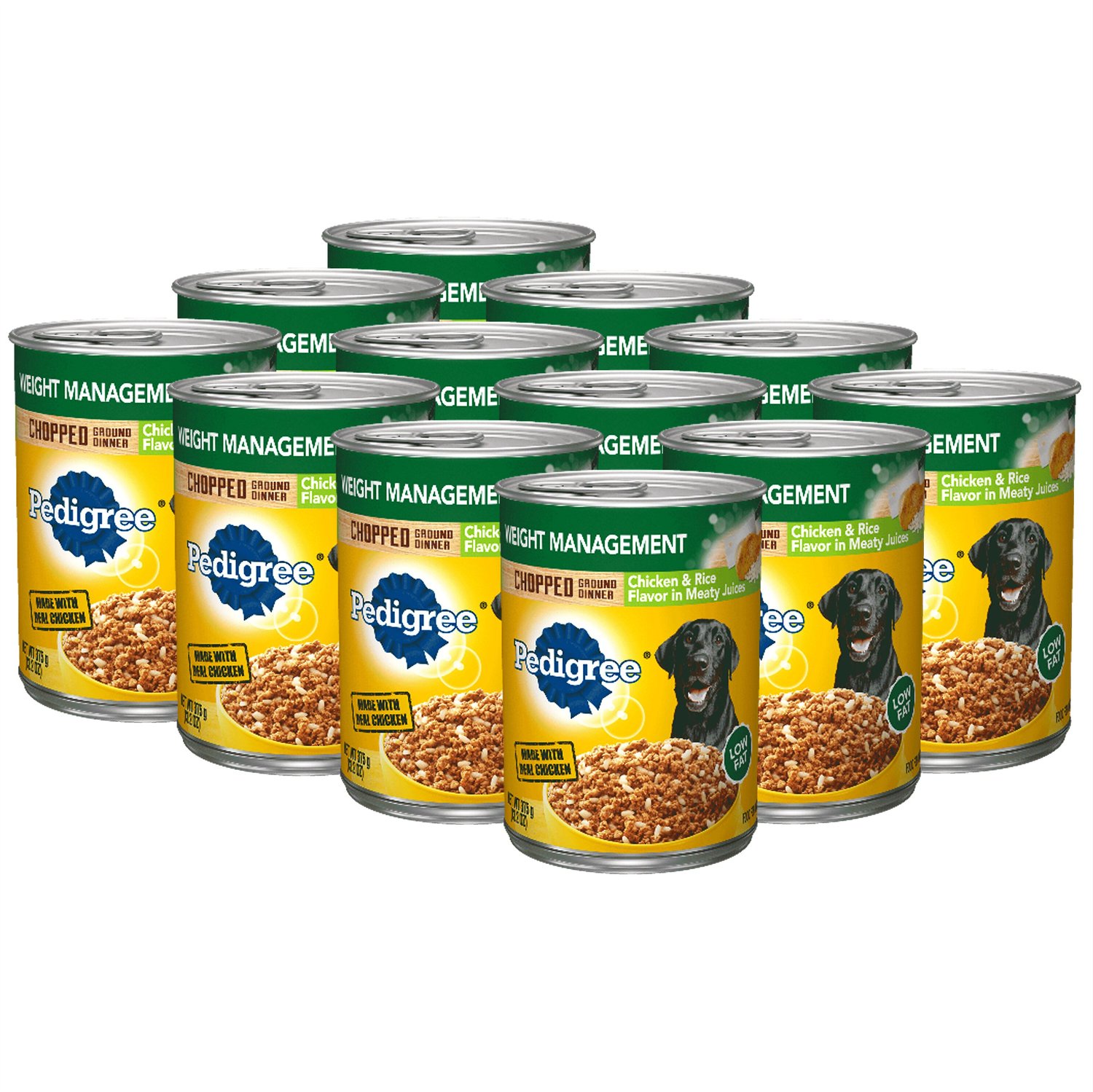 Pedigree Chopped Ground Dinner Weight Management Chicken & Rice Canned Dog Food
