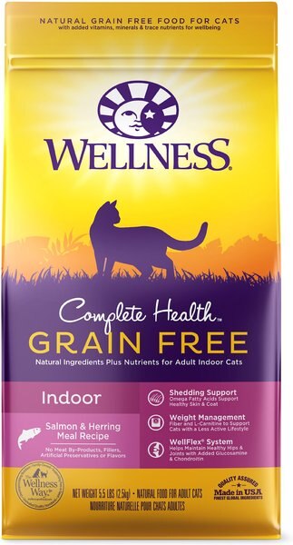 Wellness Complete Health Natural Grain-Free Salmon & Herring Dry Cat Food, 5.5-lb bag slide 1 of 10