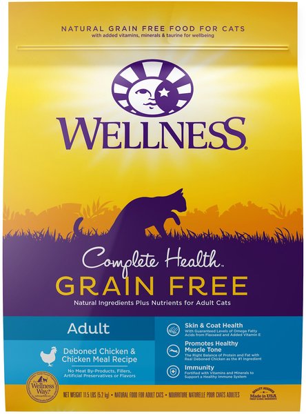 Wellness Complete Health Natural Grain-Free Deboned Chicken & Chicken Meal Dry Cat Food, 11.5-lb bag slide 1 of 10