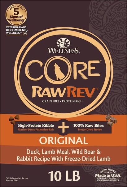 Wellness CORE RawRev Grain-Free Original Recipe with Freeze-Dried Turkey Dry Dog Food, 10-lb bag slide 1 of 8