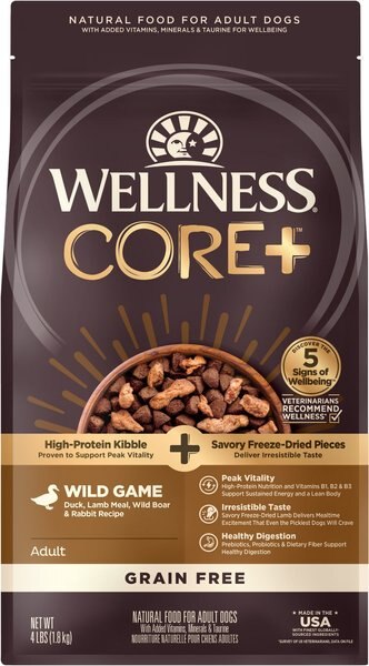 Wellness CORE RawRev Grain-Free Wild Game Recipe with Freeze Dried Lamb Dry Dog Food, 4-lb bag slide 1 of 8