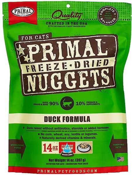Primal Duck Formula Nuggets Grain-Free Raw Freeze-Dried Cat Food, 14-oz slide 1 of 4