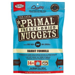 Primal Rabbit Formula Nuggets Grain-Free Raw Freeze-Dried Cat Food, 14-oz