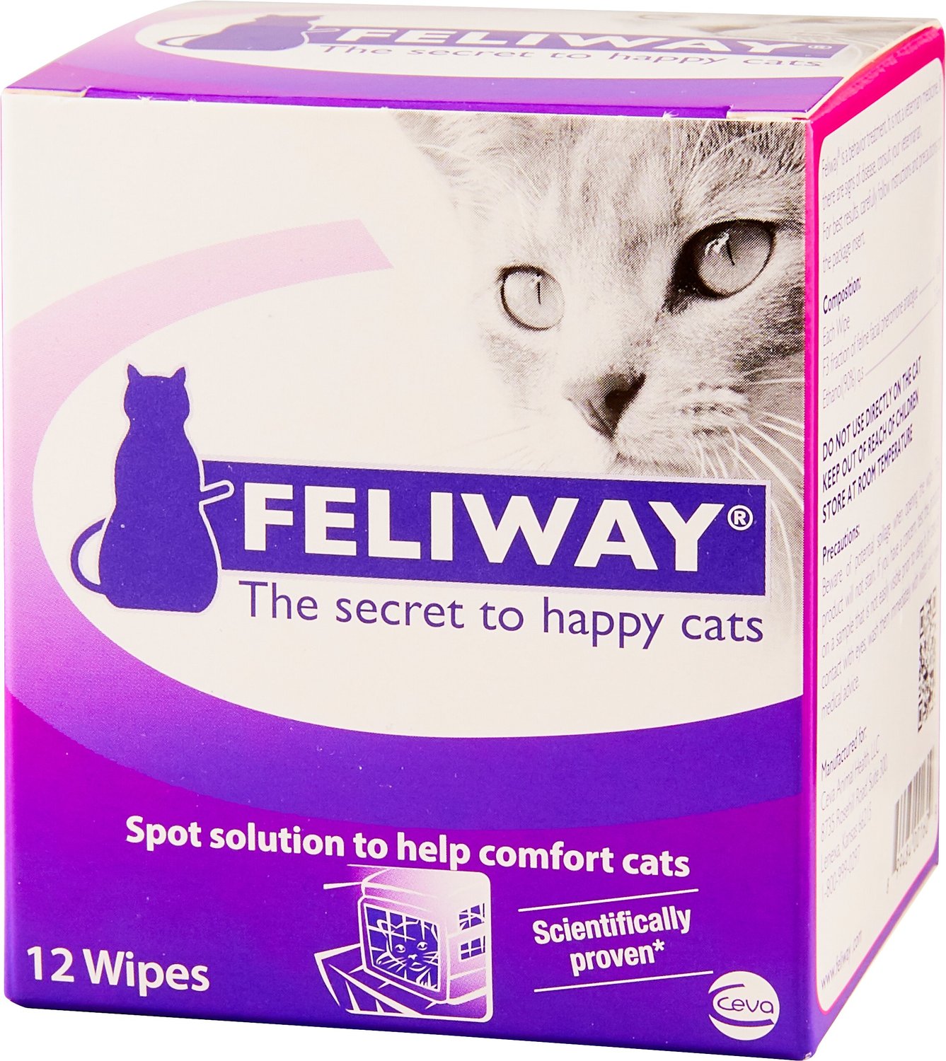 Feliway Calming Travel Cat Wipes, 12 count box