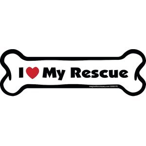 Imagine This Company "I Love My Rescue" Magnet, Bone Shape
