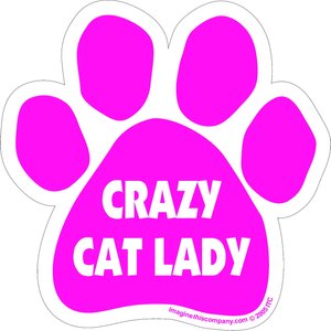 Imagine This Company "Crazy Cat Lady" Magnet, Paw Shape, Pink