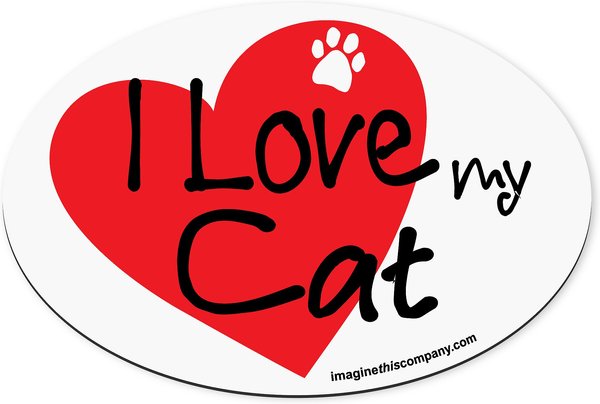 Imagine This Company "I Love My Cat" Heart Magnet, Oval Shape slide 1 of 4