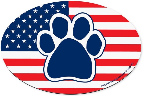 Imagine This Company American Flag Paw Print Magnet, Oval Shape slide 1 of 4