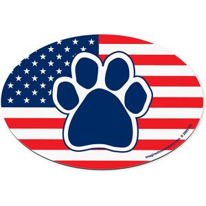 Imagine This Company American Flag Paw Print Magnet, Oval Shape