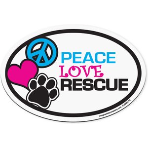 Imagine This Company "Peace, Love, Rescue" Magnet, Oval Shape