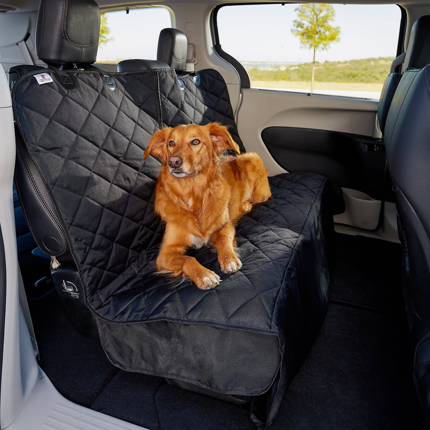 4KNINES Split Rear Seat Cover with Hammock, Black, XLarge