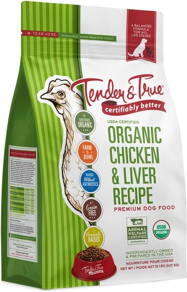 Tender & True Organic Grain-Free Chicken & Liver Recipe Dry Dog Food, 20-lb bag slide 1 of 3
