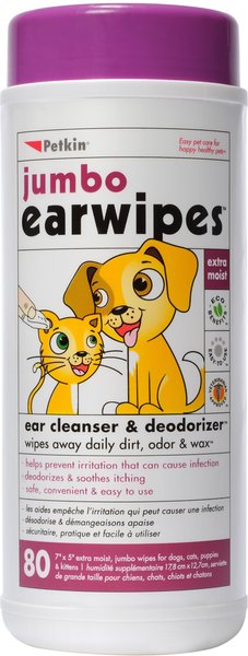 Petkin Jumbo Dog & Cat Ear Wipes, 80 count slide 1 of 3