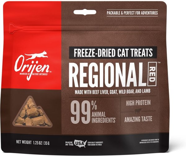 ORIJEN Regional Red Grain-Free Freeze-Dried Cat Treats, 1.25-oz bag slide 1 of 4