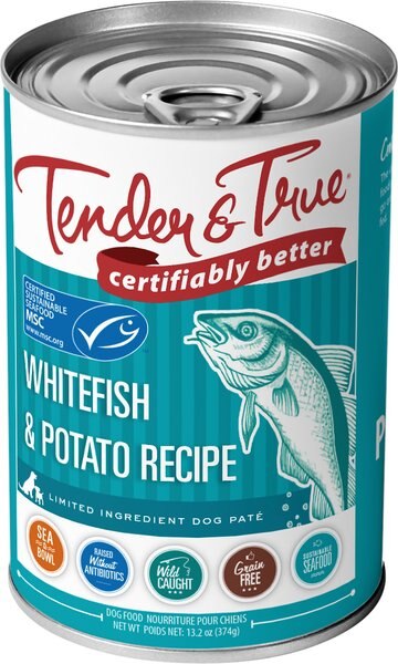 Tender & True Limited Ingredient Ocean Whitefish & Potato Recipe Grain-Free Canned Dog Food, 13.2-oz, case of 12 slide 1 of 4