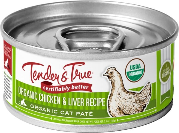 Tender & True Organic Chicken & Liver Recipe Grain- Free Canned Cat Food, 5.5-oz, case of 24 slide 1 of 2