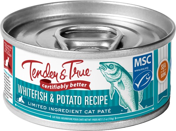 Tender & True Limited Ingredient Ocean Whitefish & Potato Recipe Grain-Free Canned Cat Food, 5.5-oz, case of 24 slide 1 of 4
