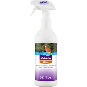 Farnam Vetrolin Shine High-Luster Horse Coat Polish & Conditioner, 32-oz spray bottle