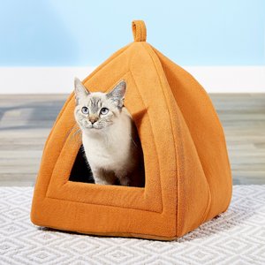 Petmaker舒适的小猫帐篷冰屋毛绒猫床，棕色