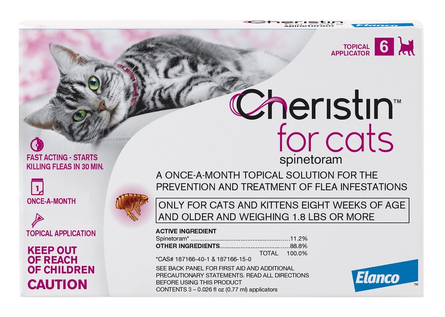 Cheristin Flea Treatment Topical For Cats Over 1.8 lbs, 6 count