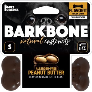 Pet Qwerks Barkbone Peanut Butter Flavor Tough Dog Chew Toy, Small