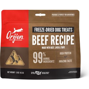 ORIJEN Ranch-Raised Beef Formula Grain-Free Freeze-Dried Dog Treats, 1.5-oz bag