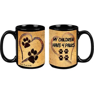 Pet Gifts USA Pawmarks on My Heart "My Children Have 4 Paws" Coffee Mug, 15-oz