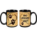 Pet Gifts USA Pawmarks on My Heart "Who Rescued Who?" Coffee Mug, 15-oz