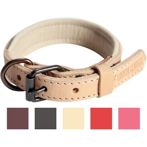 Logical Leather Padded Dog Collar, Tan, Small