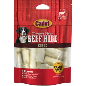 Cadet Premium Grade Beef Hide Curls Dog Treats, 5-lb bag