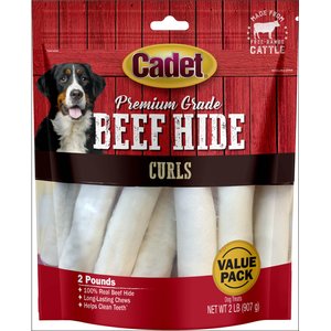 Cadet Premium Grade Beef Hide Curls Dog Treats, 2-lb bag