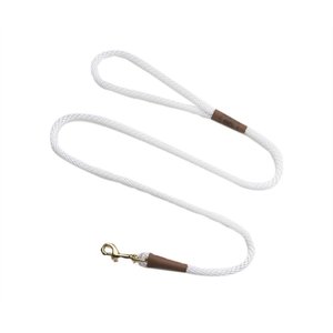 Mendota Products Small Snap Solid Rope Dog Leash, White, 4-ft long, 3/8-in wide