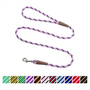 Mendota Products Small Snap Striped Rope Dog Leash, Lilac, 4-ft long, 3/8-in wide