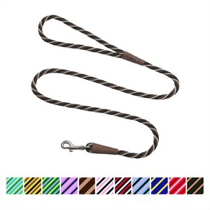 Mendota Products Small Snap Striped Rope Dog Leash, Mocha, 4-ft long, 3/8-in wide