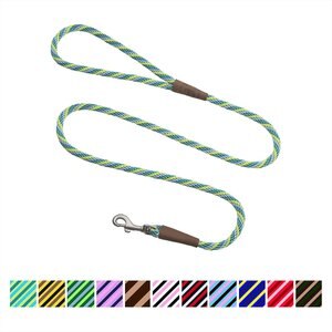 Mendota Products Small Snap Striped Rope Dog Leash, Seafoam, 4-ft long, 3/8-in wide