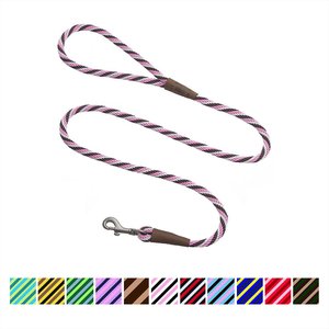 Mendota Products Small Snap Striped Rope Dog Leash, Pink Chocolate, 4-ft long, 3/8-in wide