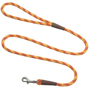 Mendota Products Small Snap Checkered Rope Dog Leash, Amber, 4-ft long, 3/8-in wide