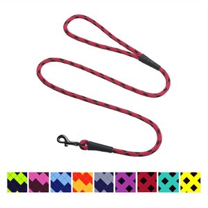 Mendota Products Small Snap Checkered Rope Dog Leash, Black Ice Red, 4-ft long, 3/8-in wide