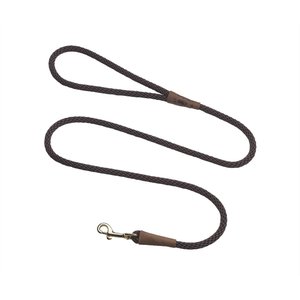 Mendota Products Small Snap Solid Rope Dog Leash, Dark Brown, 6-ft long, 3/8-in wide