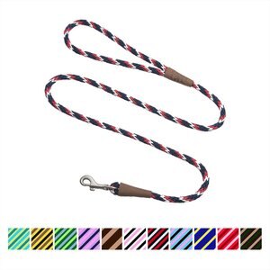 Mendota Products Small Snap Striped Rope Dog Leash, Pride, 6-ft long, 3/8-in wide