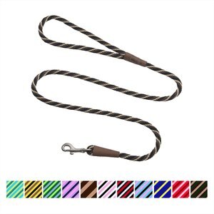 Mendota Products Small Snap Striped Rope Dog Leash, Mocha, 6-ft long, 3/8-in wide