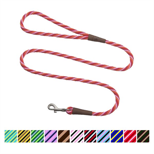 Mendota Products Small Snap Striped Rope Dog Leash, Taffy, 6-ft long, 3/8-in wide slide 1 of 2