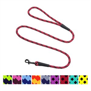 Mendota Products Small Snap Checkered Rope Dog Leash, Black Ice Red, 6-ft long, 3/8-in wide